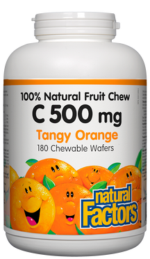 Vitamina C 500mg 180 bolachas mastigáveis 100% de frutas naturais Fatores naturais