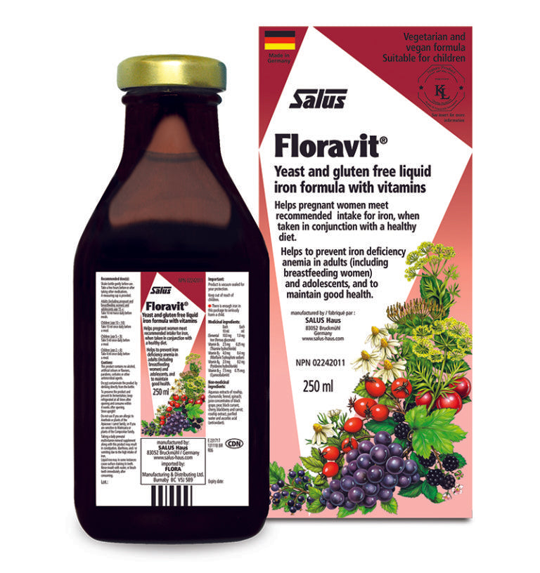 Levure Floravit et formule de fer liquide sans gluten avec vitamines 250ml